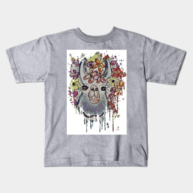 Llama Color Splash Kids T-Shirt by EloiseART